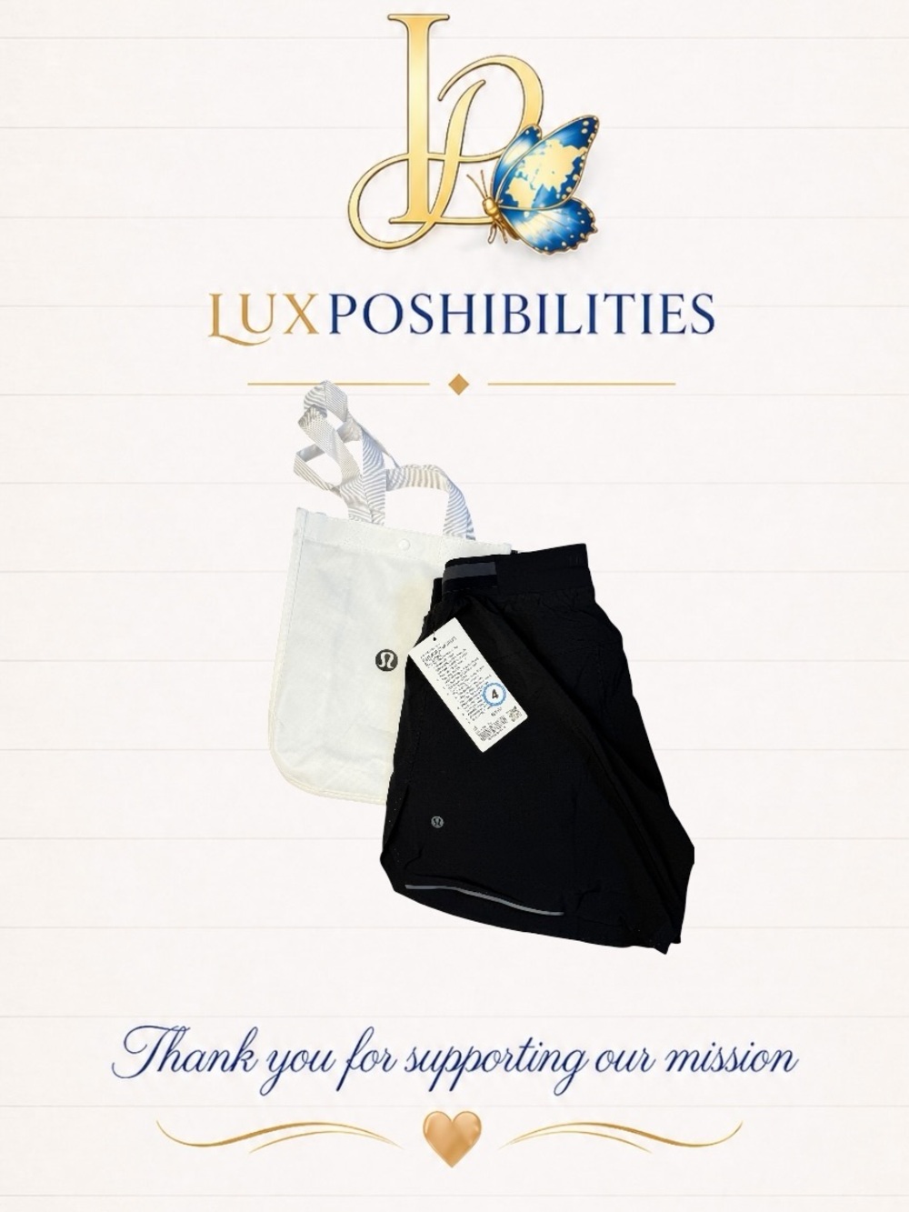 lululemon NWT Men’s Fast and Free  Black Athletic Shorts with White Tote